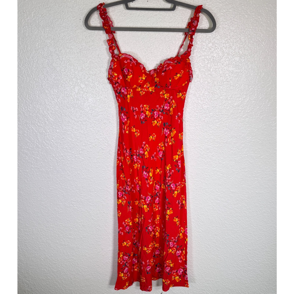 Rumored Dress Womens XS Negroni Midi Floral Padded Cocktail Slip Resort Cruise